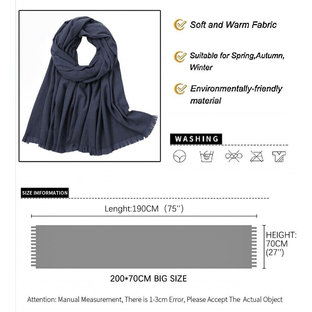 🆕 Women Blue Wedding Evening Dress Pashmina Shawl Winter Foulard Femme Wraps - Picture 6 of 7